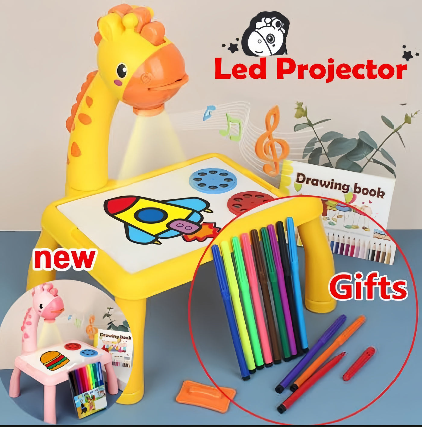 Children Projection Drawing Board LED Projector Drawing Table Toys Kids